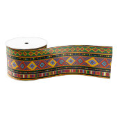 Afrika Etnisch Kunstpatroon Grosgrain Lint (Spoel)