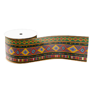 Afrika Etnisch Kunstpatroon Grosgrain Lint