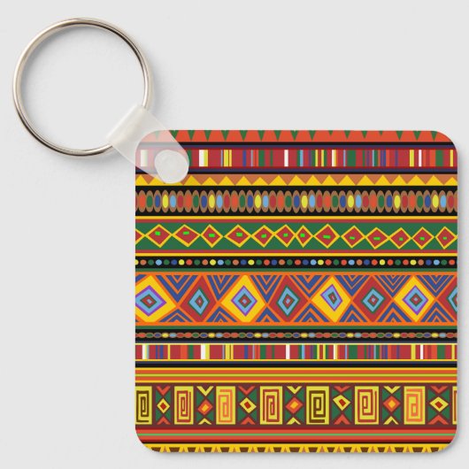 Afrika Etnisch Kunstpatroon Sleutelhanger (Voorkant)