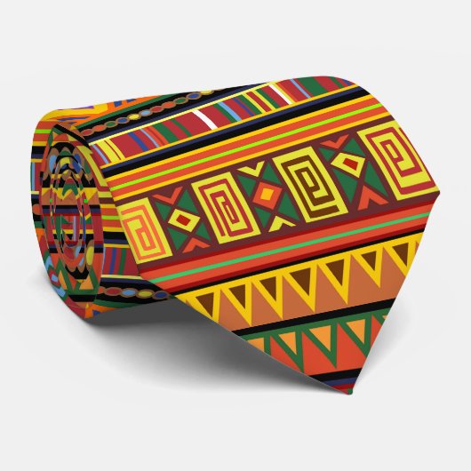 Afrika Etnisch Kunstpatroon Stropdas (Opgerold)