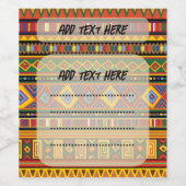 Afrika Etnisch Kunstpatroon Wijn Etiket (Enkel label)