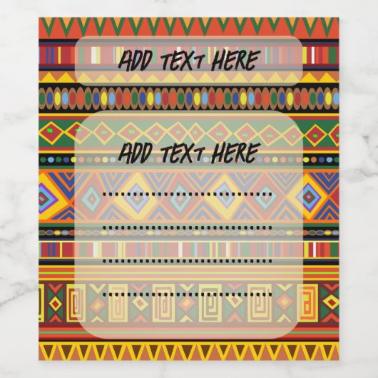 Afrika Etnisch Kunstpatroon Wijn Etiket (Enkel label)