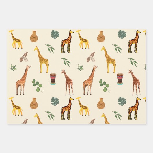 Afrika Geachte Giraffe Inpakpapier Vel (Voorkant 3)