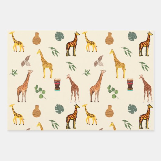 Afrika Geachte Giraffe Inpakpapier Vel (Voorkant 2)
