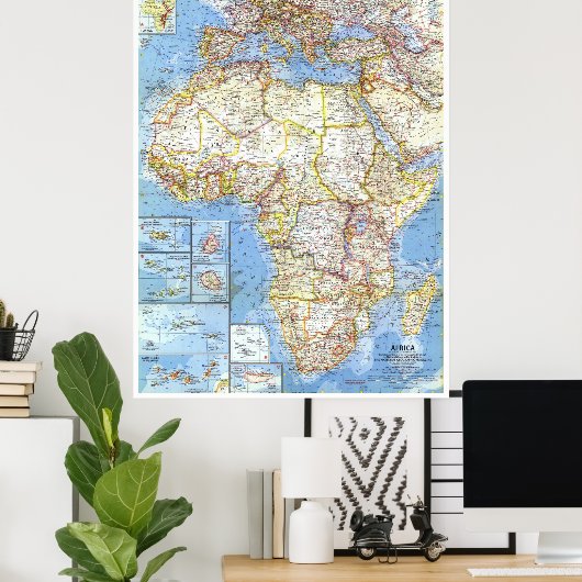 " Afrika: Gedetailleerde kaart van 1960 ... Poster (Thuiskantoor)