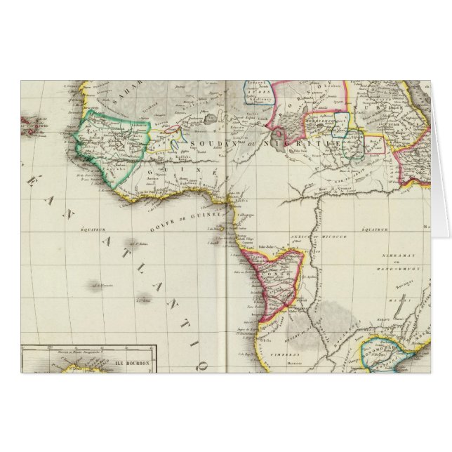 Afrika Gegraveerde kaart met 2 insetkaarten (Voorkant Horizontaal)