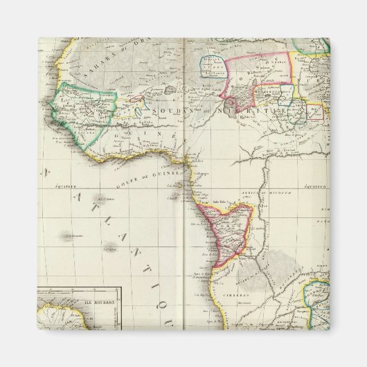 Afrika Gegraveerde kaart met 2 insetkaarten Magneet (Voorkant)