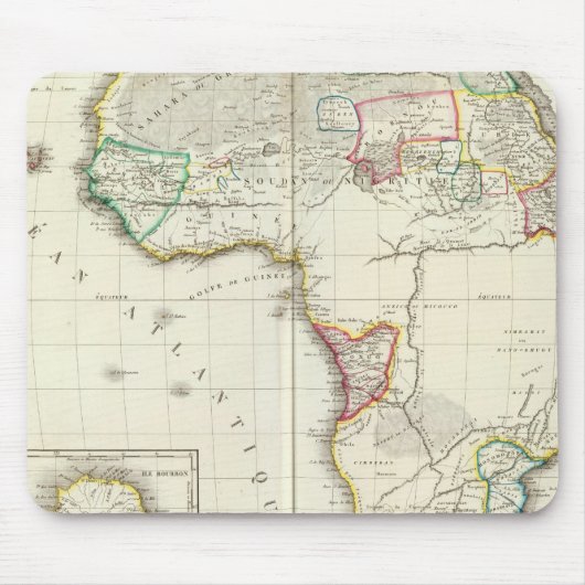 Afrika Gegraveerde kaart met 2 insetkaarten Muismat (Voorkant)