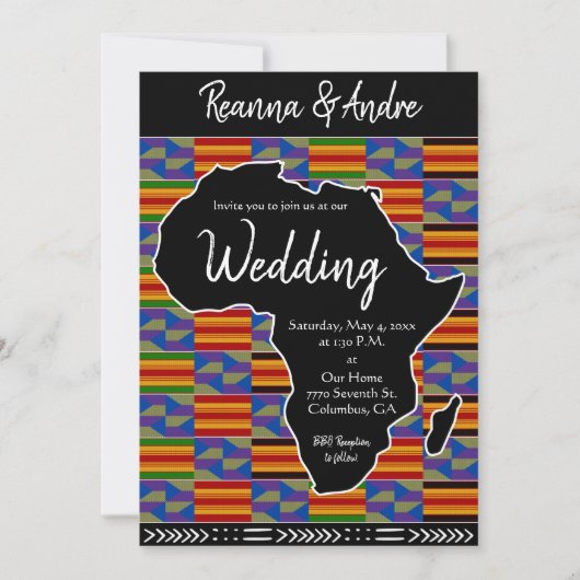 Afrika Geïnspireerd Kente K48 Black Africa Wedding Kaart (Voorkant)