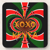 Afrika-geïnspireerde Kenia Vlag Abstracte kunst Bier Onderzetter (Voorkant)