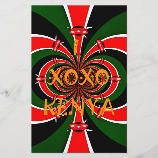 Afrika-geïnspireerde Kenia Vlag Abstracte kunst Briefpapier (Voorkant)
