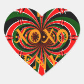 Afrika-geïnspireerde Kenia Vlag Abstracte kunst Hart Sticker (Voorkant)