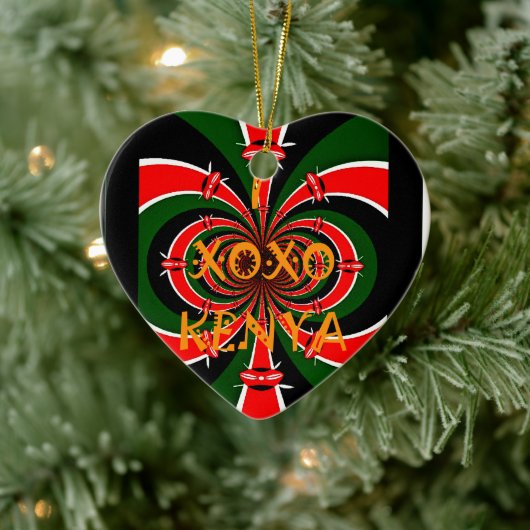 Afrika-geïnspireerde Kenia Vlag Abstracte kunst Keramisch Ornament (Boom)