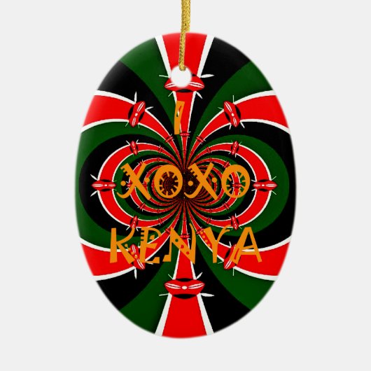 Afrika-geïnspireerde Kenia Vlag Abstracte kunst Keramisch Ornament (Voorkant)