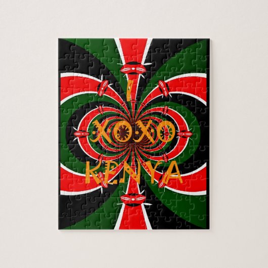 Afrika-geïnspireerde Kenia Vlag Abstracte kunst Legpuzzel (Verticaal)