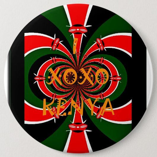 Afrika-geïnspireerde Kenia Vlag Abstracte kunst Ronde Button 6,0 Cm (Voorkant)