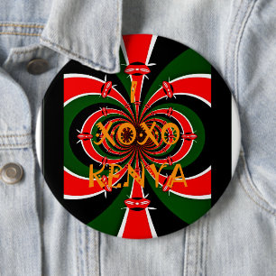 Afrika-geïnspireerde Kenia Vlag Abstracte kunst Ronde Button 6,0 Cm