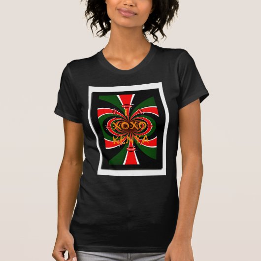 Afrika-geïnspireerde Kenia Vlag Abstracte kunst T-shirt (Voorkant)