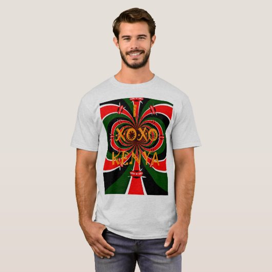 Afrika-geïnspireerde Kenia Vlag Abstracte kunst T-shirt (Voorkant volledig)