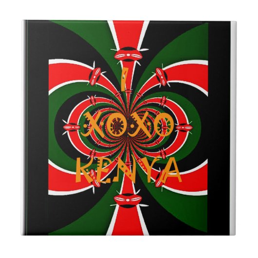 Afrika-geïnspireerde Kenia Vlag Abstracte kunst Tegeltje (Voorkant)