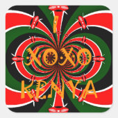 Afrika-geïnspireerde Kenia Vlag Abstracte kunst Vierkante Sticker (Voorkant)