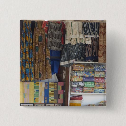 Afrika, Ghana, Accra. Accra Textile & Handicraft Vierkante Button 5,1 Cm (Voorkant)