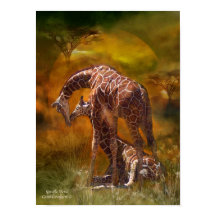 Afrika - Giraffe wereld art Poster/print