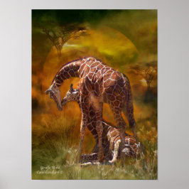 Afrika - Giraffe wereld art Poster/print Poster