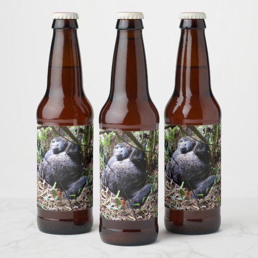 Afrika - Gorilla 3 Bier Etiket (Flessen)