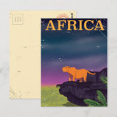 Afrika Grote Kat Retro Stijl Reisposter Briefkaart (Voorkant / Achterkant)