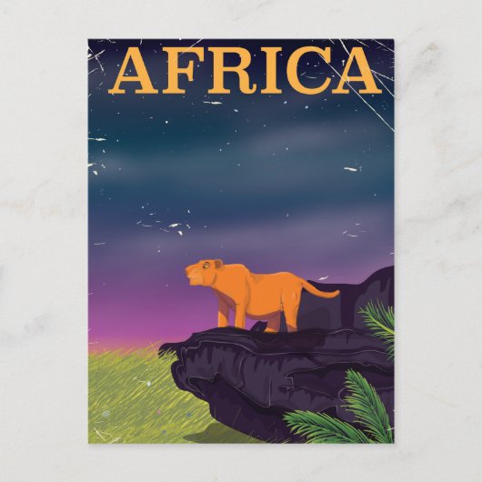 Afrika Grote Kat Retro Stijl Reisposter Briefkaart (Voorkant)