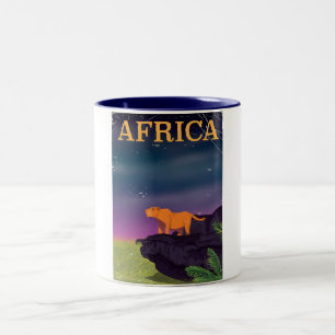 Afrika Grote Kat Retro Stijl Reisposter Tweekleurige Koffiemok