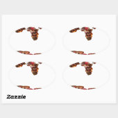 Afrika in Beweging: Kaleidoscoop Kaart Ontwerp Ovale Sticker (Vel)