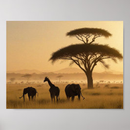 AFRIKA IN DE MIST POSTER