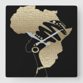 Afrika in goud vierkante klok (Voorkant)