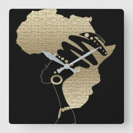 Afrika in goud vierkante klok