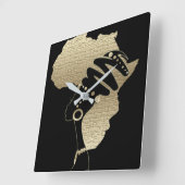Afrika in goud vierkante klok (Hoek)