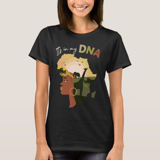 Afrika in mijn DNA Schattigee zwarte geschiedenis  T-shirt (Voorkant)