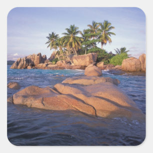 Afrika, Indische Oceaan, Seychellen, Praslin Vierkante Sticker