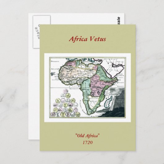 Afrika-kaart 1720 briefkaart (Voorkant / Achterkant)