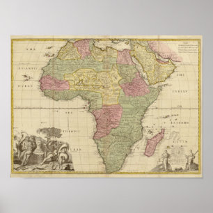 Afrika-kaart 1725 Poster