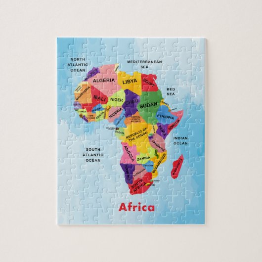 Afrika Kaart aquarel kunstwerk legpuzzel (Verticaal)