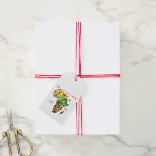 Afrika-kaart Cadeaulabel (Met Touw)