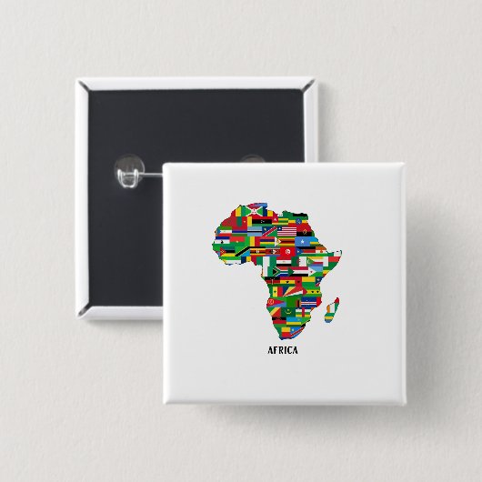 Afrika Kaart Continent Vierkante Button 5,1 Cm (Voorkant /achterkant)
