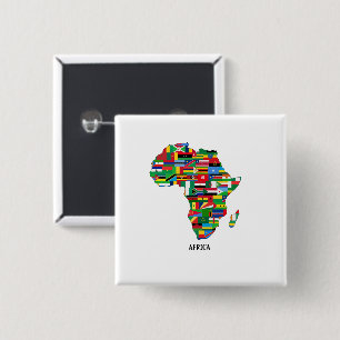 Afrika Kaart Continent Vierkante Button 5,1 Cm