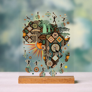 Afrika kaart decoratieve stamelementen patroon acryl bord