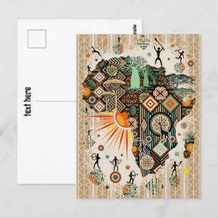 Afrika kaart decoratieve tribale elementen patroon