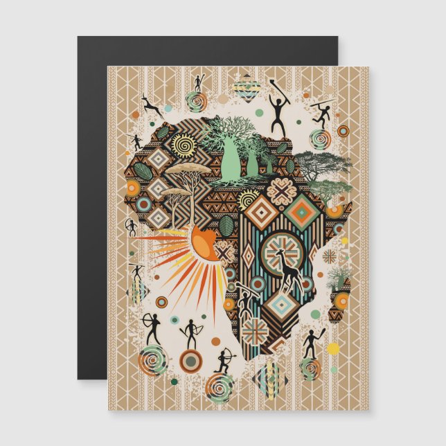 Afrika Kaart Decoratieve Tribale Elementen Patroon (Voorkant / Achterkant)
