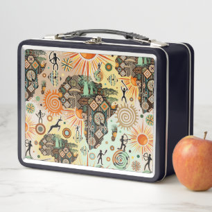 Afrika Kaart Decoratieve Tribale Elementen Patroon