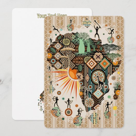 Afrika Kaart Decoratieve Tribale Elementen Patroon (Voorkant / Achterkant)